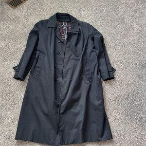 Burberry Navy Trench Coat with Plaid Lined 38 regular 38r